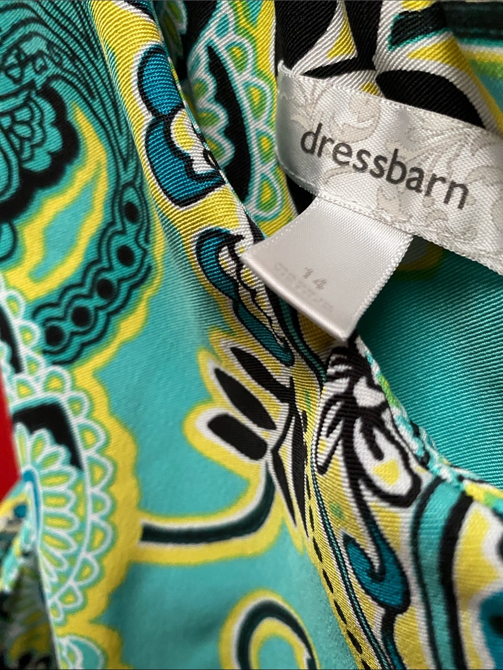 Dress Barns Women’s Vibrant Teal Paisley Fit-and-Flair Skater Dress. Size 14 - Picture 2 of 3